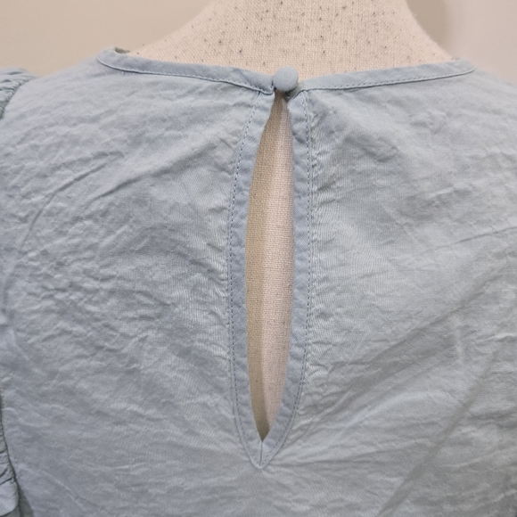 a new day Size Large Flutter Sleeve Crinkle Tank Baby Blue Contemporary Casual - Picture 9 of 16